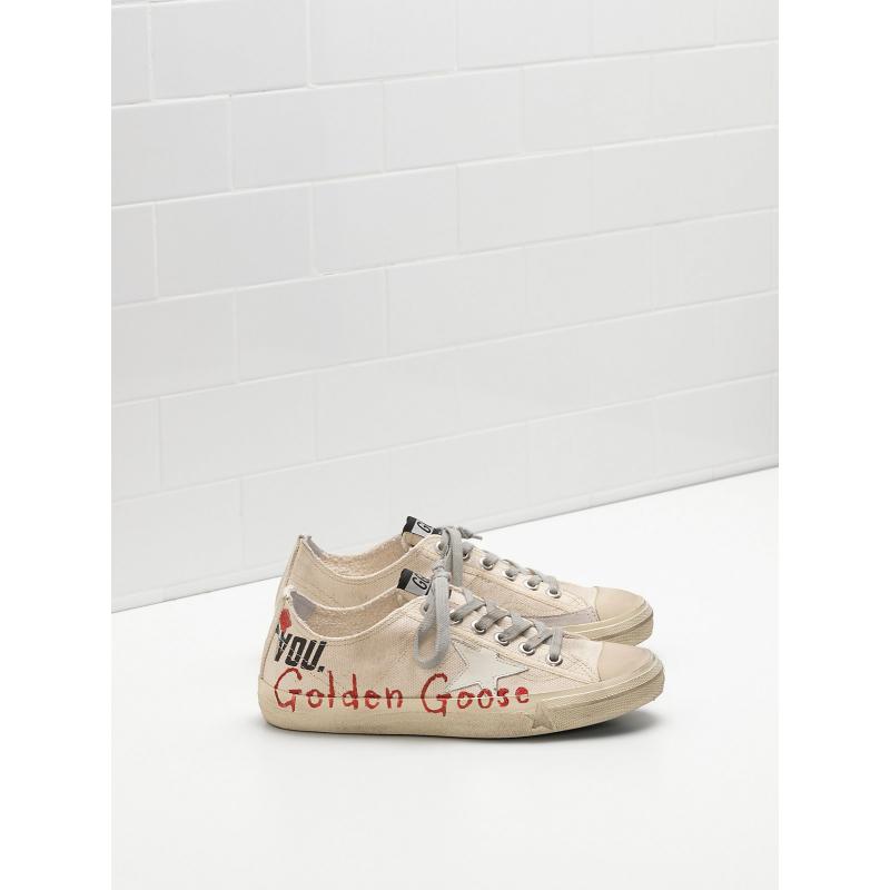 Golden Goose V-star 2 Sneakers G30WS639 Upper In Cotton Canvas