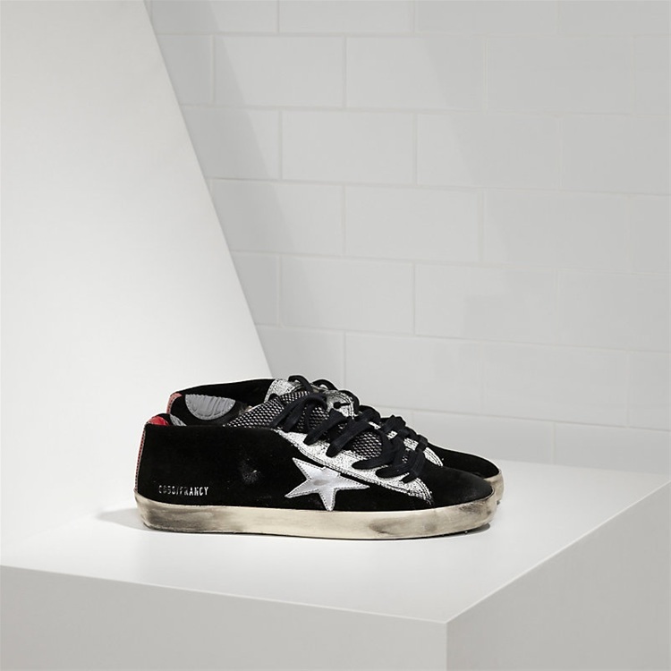 Golden Goose Francy Sneakers In Suede With Leather Star Black Suede Strawber