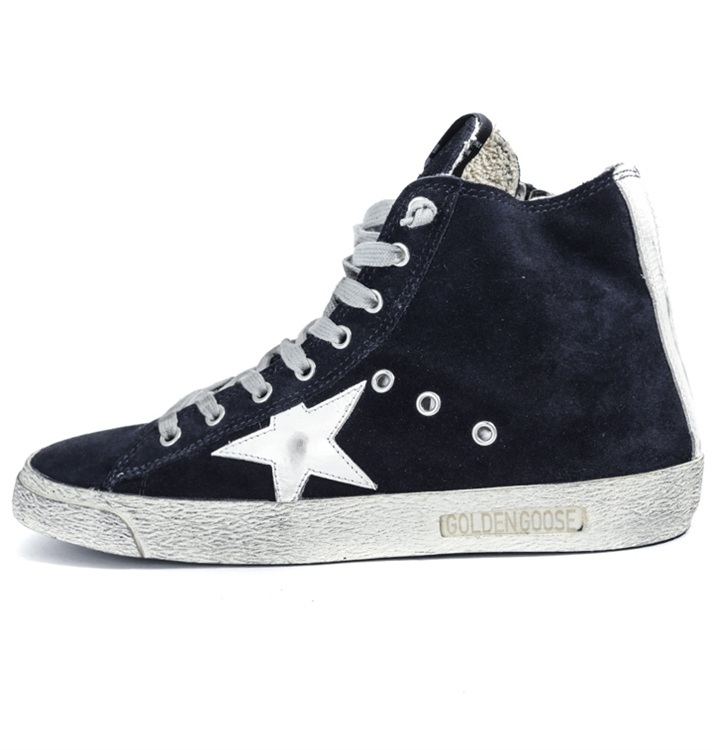 Golden Goose Francy Sneakers In Suede With Leather Star Navy Suede