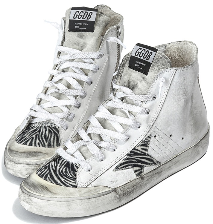 Golden Goose Francy Sneakers Leather & Pony Skin Star White Zebra Pen Sta