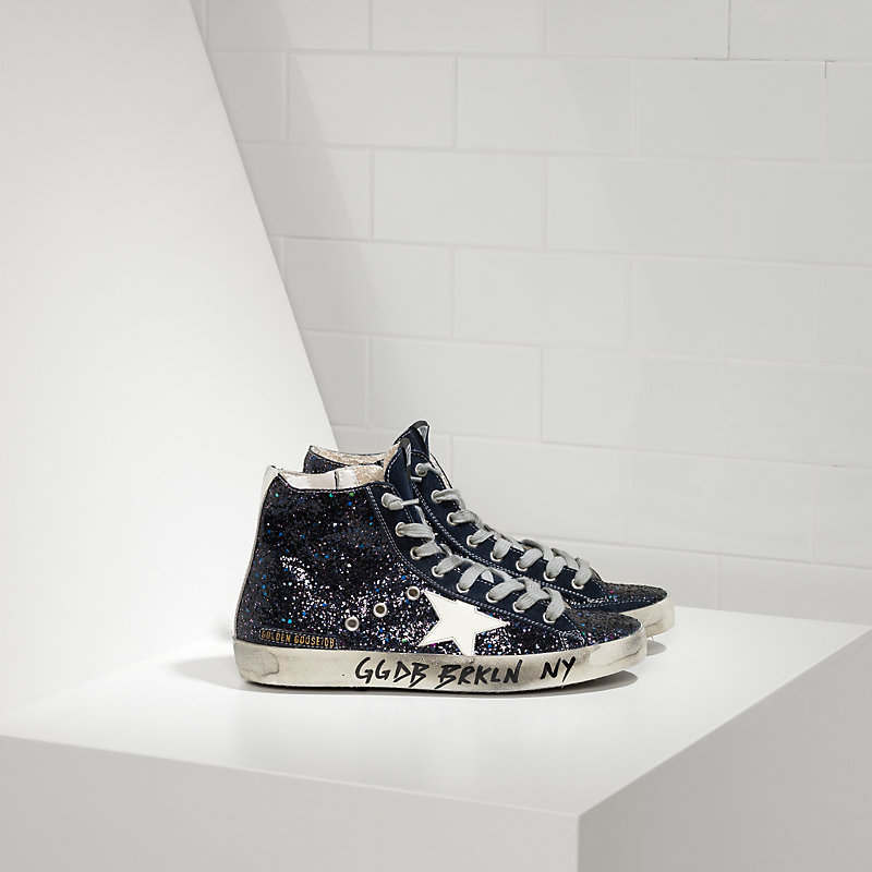 Golden Goose Sneakers Francy Fabric Embroidered With Glitter & Leather Star Space Glitter