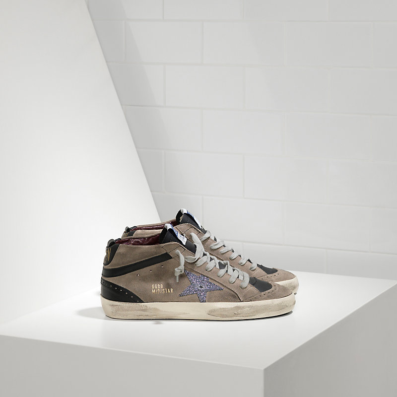 Golden Goose Sneakers Mid Star In Camoscio E Stella Glitter