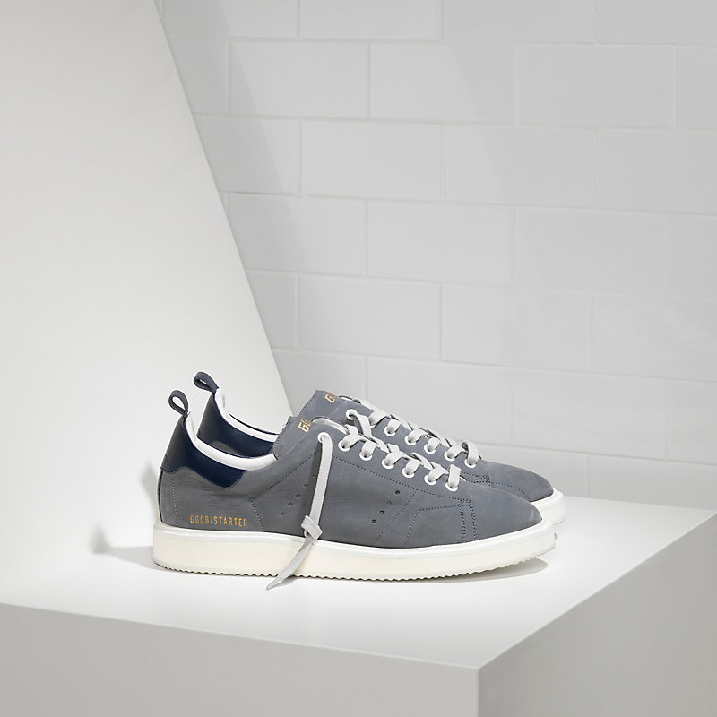 Golden Goose Sneakers Starter In Camoscio Di Vitello Dark Grey Nabuk