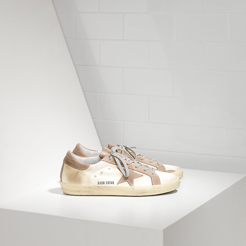 Golden Goose Sneakers Super Star In Pelle Rivestita In Seta E Stella In Camoscio White Satin