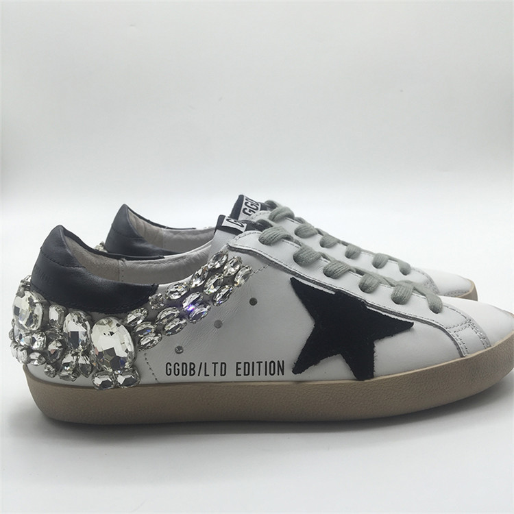 Golden Goose Super Star Sneakers In Leather With Suede Star Black Diamond Cream S