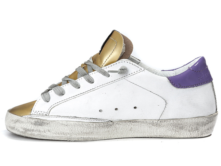 Golden Goose Super Star Sneakers In Leather With Suede Star White Gold