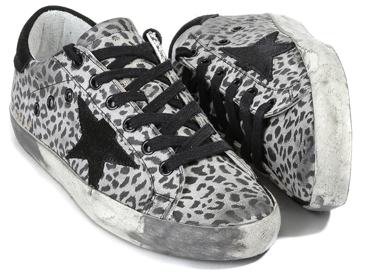 Golden Goose Super Star Sneakers In Leather With Suede Star White Leopard Eagle
