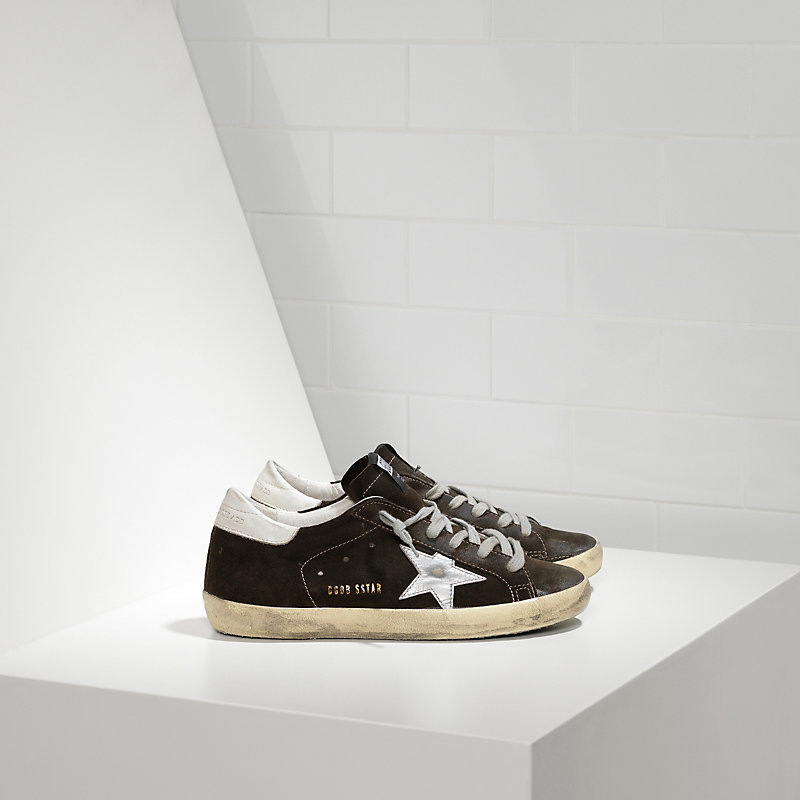 Golden Goose Super Star Sneakers In Suede & Leather Star Coffee Suede