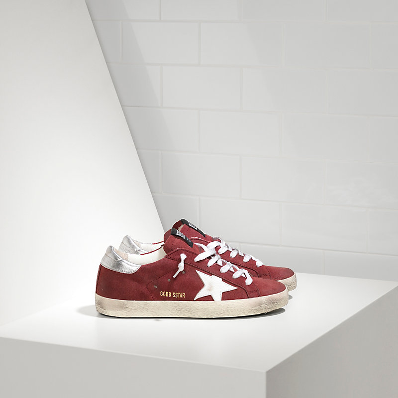 Golden Goose Super Star Sneakers In Suede & Leather Star Red Suede White Star