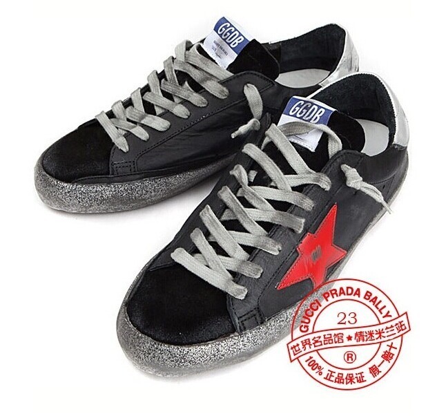 Golden Goose Superstar Black Red Handmade Shoes