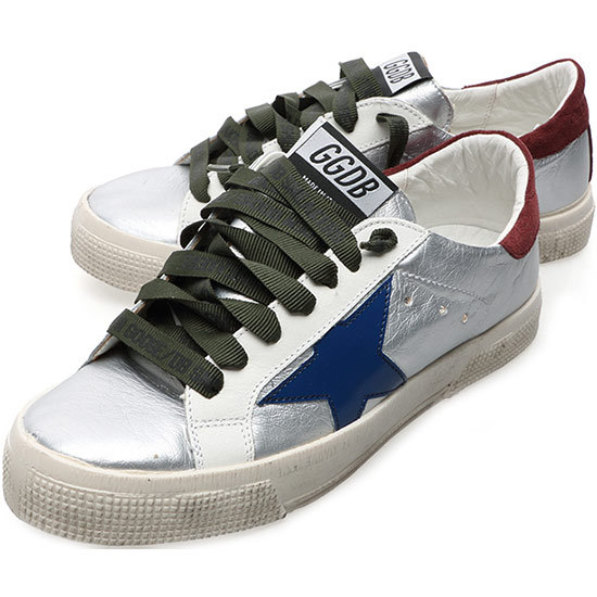 Golden Goose Superstar White With Red Blue Star G25d127 B7