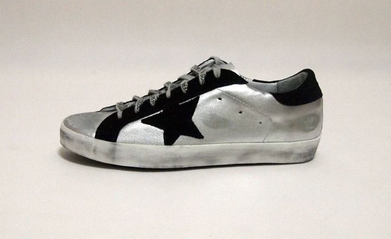 Golden Goose Superstar Silver Black Handmade Shoes