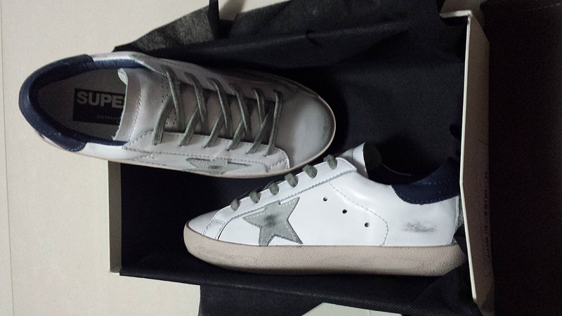 Golden Goose Superstar White Navy Handmade Shoes