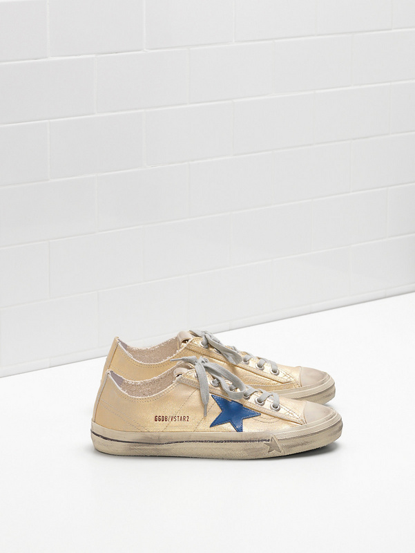Golden Goose V Star 2 Sneakers Upper In Laminated Cotton Canvas Star In Leather Elastic Inner To Improve Comfort