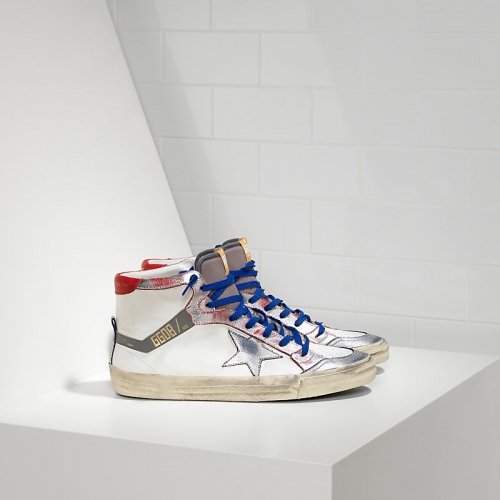 Golden Goose Sneakers 2.12 In Pelle Con Stella In Pelle Red Blue Star Dust