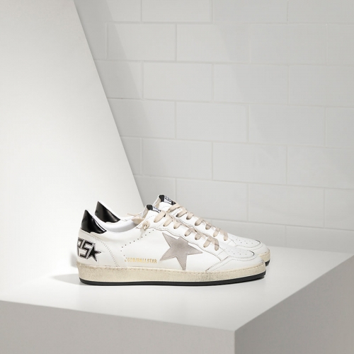 Golden Goose Sneakers Ball Star In Pelle Con Stella In Camoscio White Ice Star