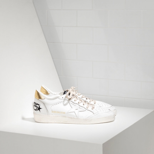 Golden Goose Sneakers Ball Star In Pelle Con Stella In Pelle White Gold