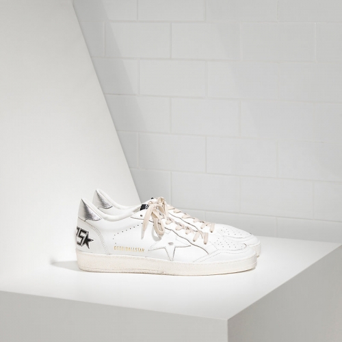 Golden Goose Sneakers Ball Star In Pelle Con Stella In Pelle White Silver