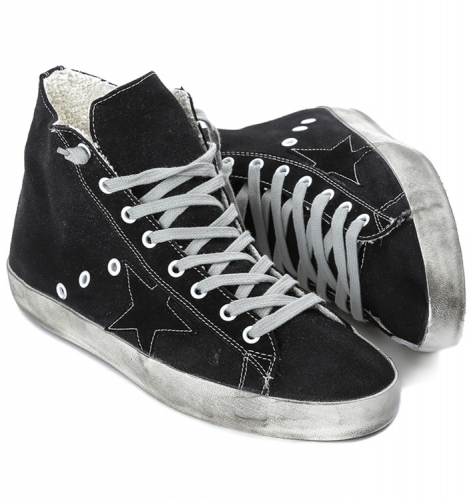 Golden Goose Sneakers Francy Cotton Canvas & Suede Star Black Canvas