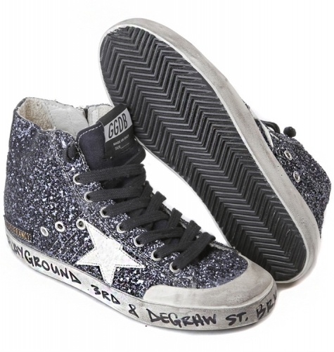 Golden Goose Sneakers Francy Fabric Embroidered With Glitter & Leather Star Space Glitter