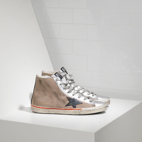 Golden Goose Sneakers Francy In Camoscio E Stella In Pelle Skin Silver