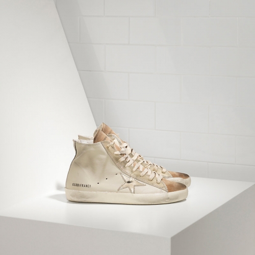 Golden Goose Sneakers Francy In Pelle E Stella In Pelle Monochromatic Off Wh