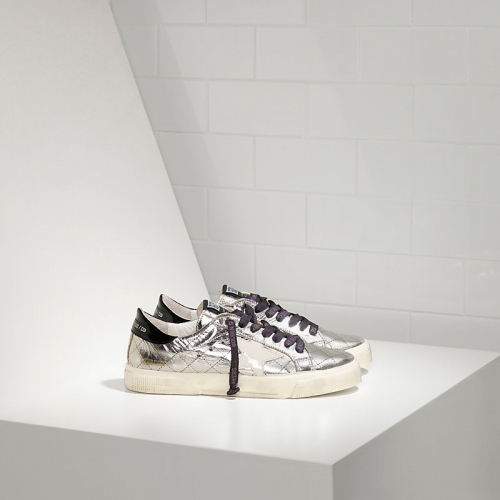 Golden Goose Sneakers May In Poliuretano E Stella In Pelle Silver Materass