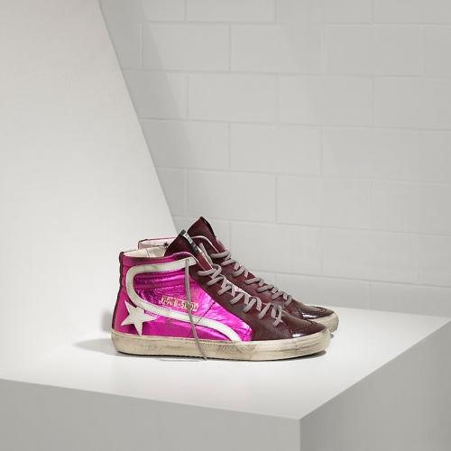 Golden Goose Sneakers Slide In Pelle E Stella In Pelle Pink Shades