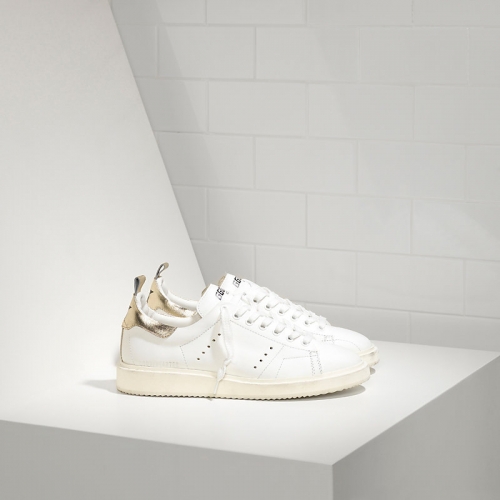 Golden Goose Sneakers Starter In Pelle Di Vitello White Gold