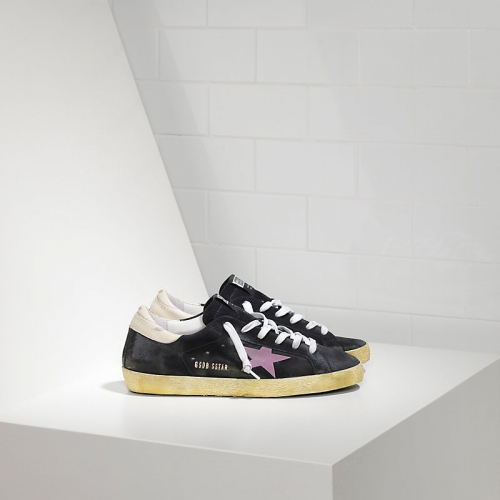 Golden Goose Sneakers Super Star In Camoscio E Stella In Camoscio Effetto Stickers Blue Suede Pink Velv