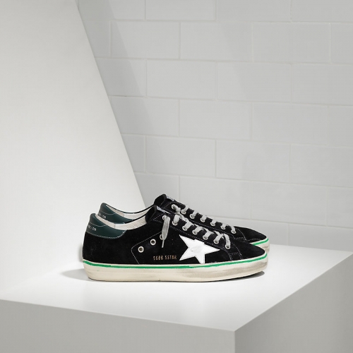 Golden Goose Sneakers Super Star In Camoscio E Stella In Pelle Black Suede Petrol