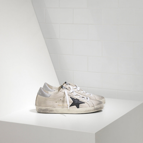 Golden Goose Sneakers Super Star In Nabuk E Stella In Pelle Cream Nabuk Black