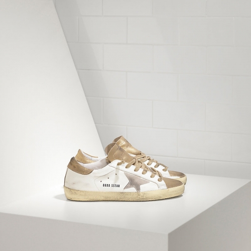 Golden Goose Sneakers Super Star In Pelle E Stella In Camoscio Gold White Suede Sta