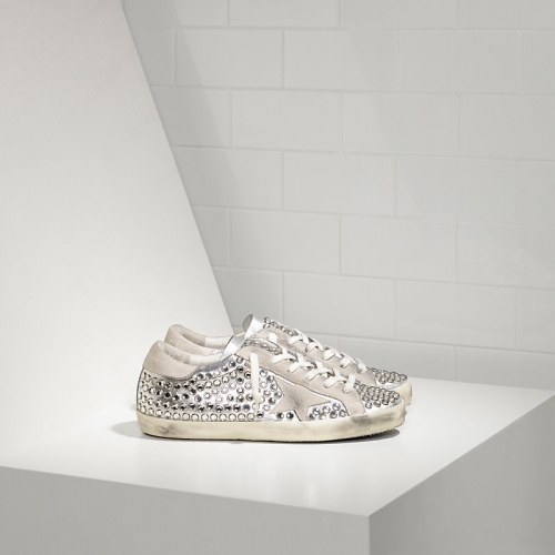 Golden Goose Sneakers Super Star In Pelle E Stella In Camoscio Silver Studs