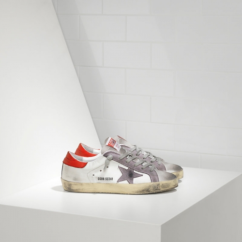 Golden Goose Sneakers Super Star In Pelle E Stella In Camoscio White Red Violet Sta