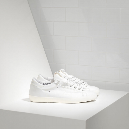 Golden Goose Sneakers Super Star In Pelle E Stella In Rilievo White Leather