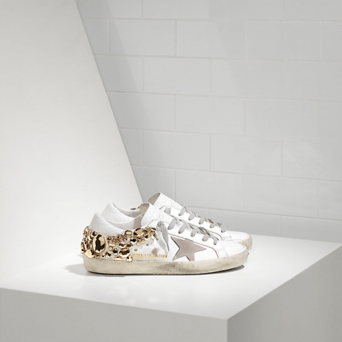 Golden Goose Sneakers Super Star Limited Edition In Pelle E Stella In Camoscio Gold Diamond