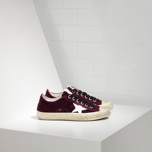 Golden Goose Sneakers V Star 2 In Velluto E Stella In Pelle Plum Velvet