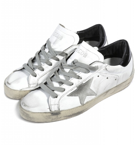 Golden Goose Super Star Sneakers In Leather With Suede Star White Black Cream So
