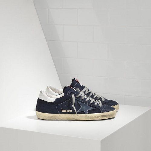 Golden Goose Super Star Sneakers In Suede & Leather Star Blue Suede