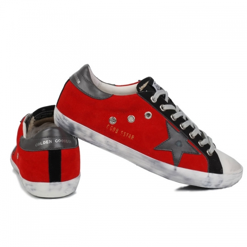 Golden Goose Superstar Red Grey White Handmade Shoes