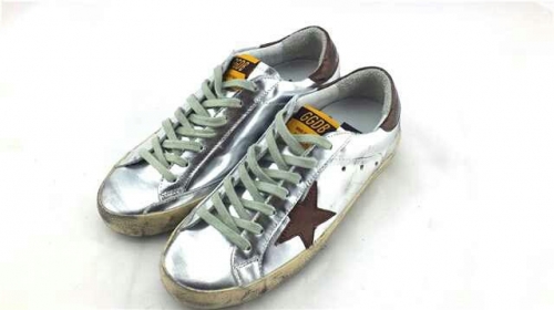 Golden Goose Superstar Silver Brown Handmade Shoes