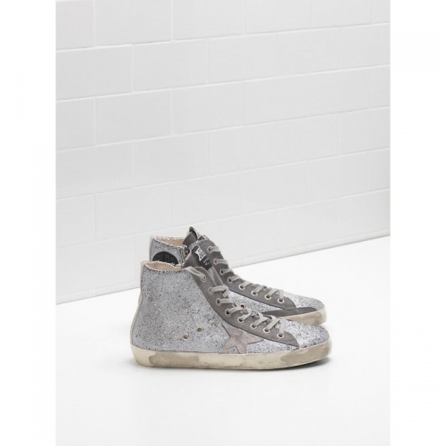 Golden Goose Francy Sneakers G30WS591.A45 Upper In Glitter-Coated Calf Leather With A Slightly Matte Effect Suede