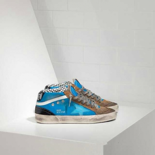 Golden Goose Mid Star Blue Brown Handmade Shoes